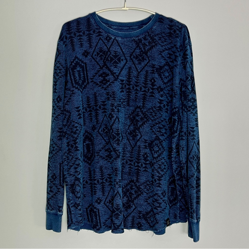 Lucky Brand Indigo Jacquard Knit Crewneck Sweater – Blue, XL
